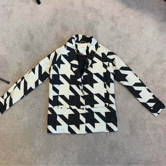 NUMPH black cream Bertha houndstooth geometric print blazer jacket Sz UK 8 NWOT - Picture 9 of 15